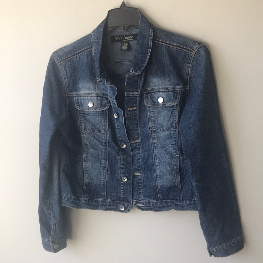 Blue Pointe authentic denim jean jacket women’s size Large Y2K